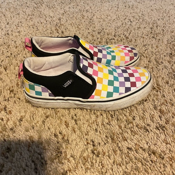 Vans kids slip on multi color checkered size 2 - Picture 2 of 7